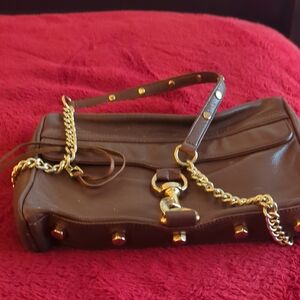 Rebecca Minkoff Brown Leather Handbag with Gold Accents.